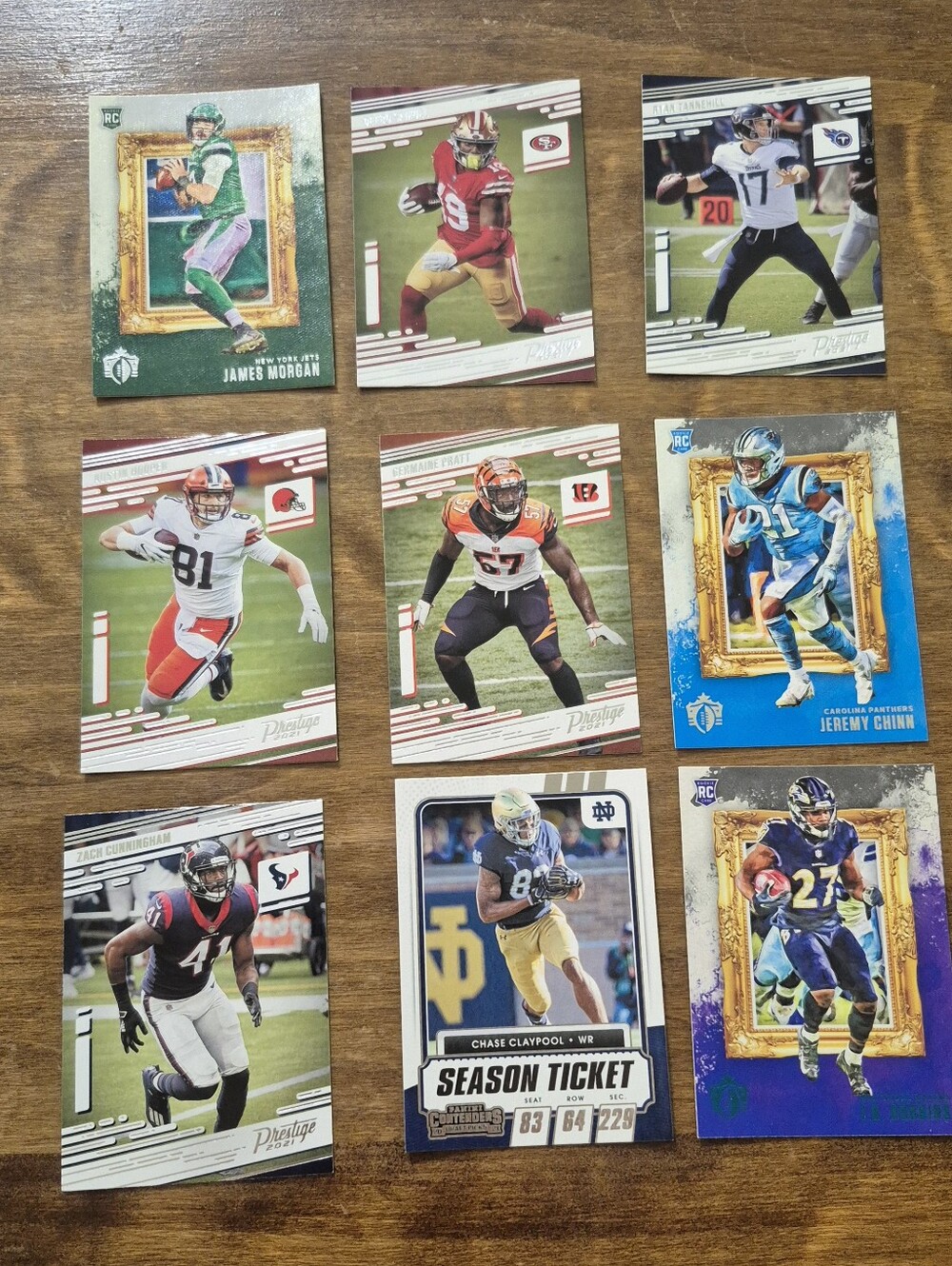 Panini Football Card Lot - Blue, Green, Red, Purple, Gold Accents